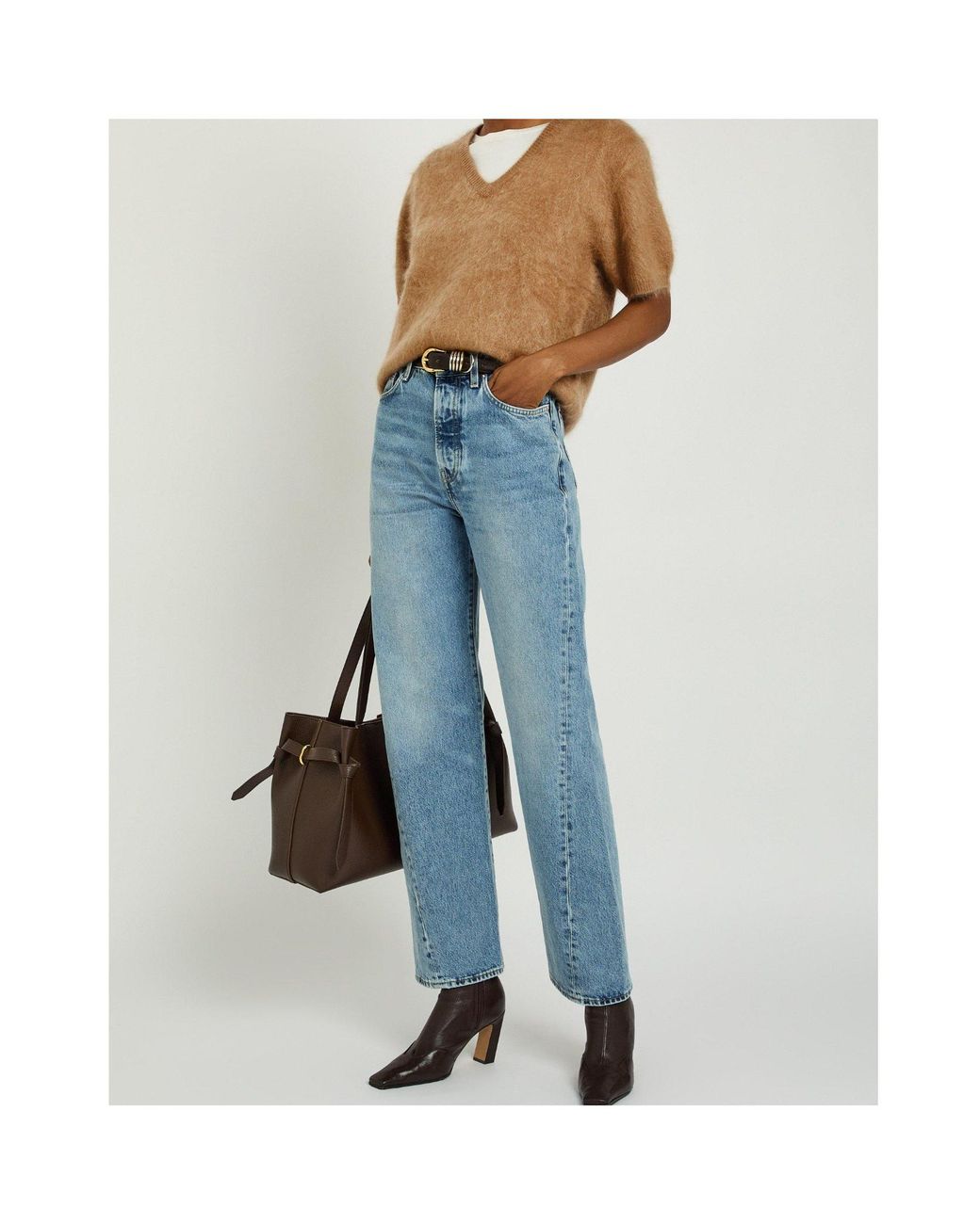 Lisa Yang Brown Brushed Design Sweater