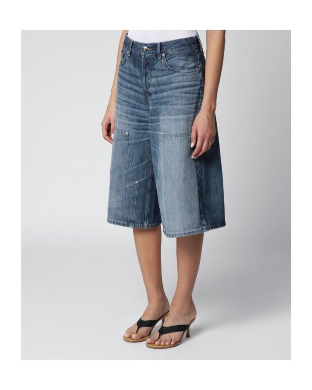 Haikure Blue Wide-Leg Bermuda Shorts