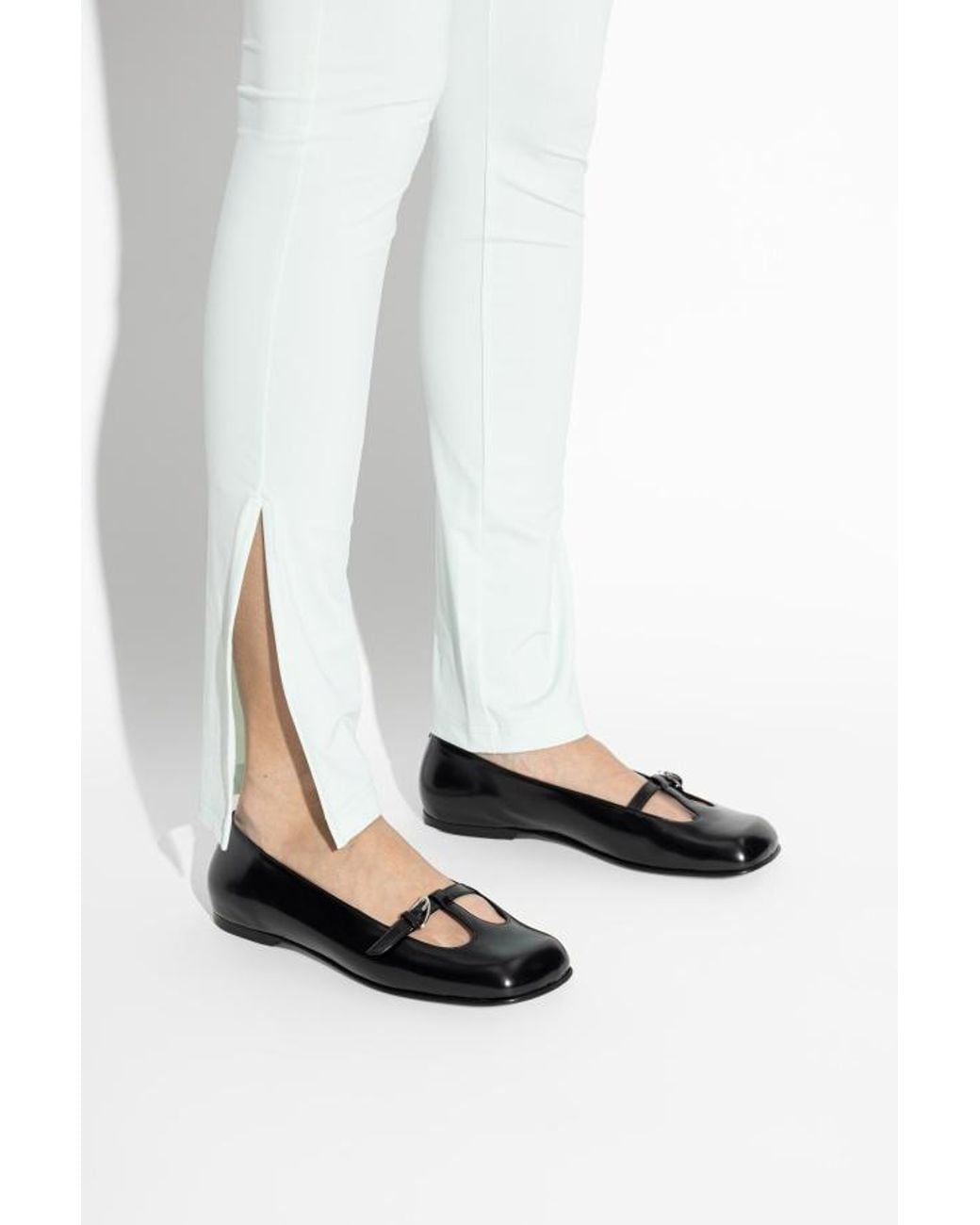 NODALETO Black Buckled Ballet Flats