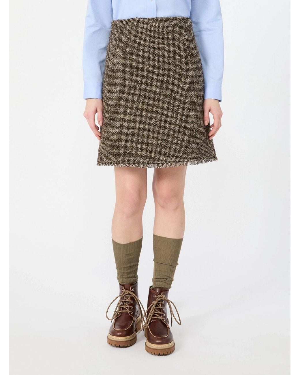 Weekend by Maxmara Natural Virgin Wool-Blend Tweed Mini Skirt