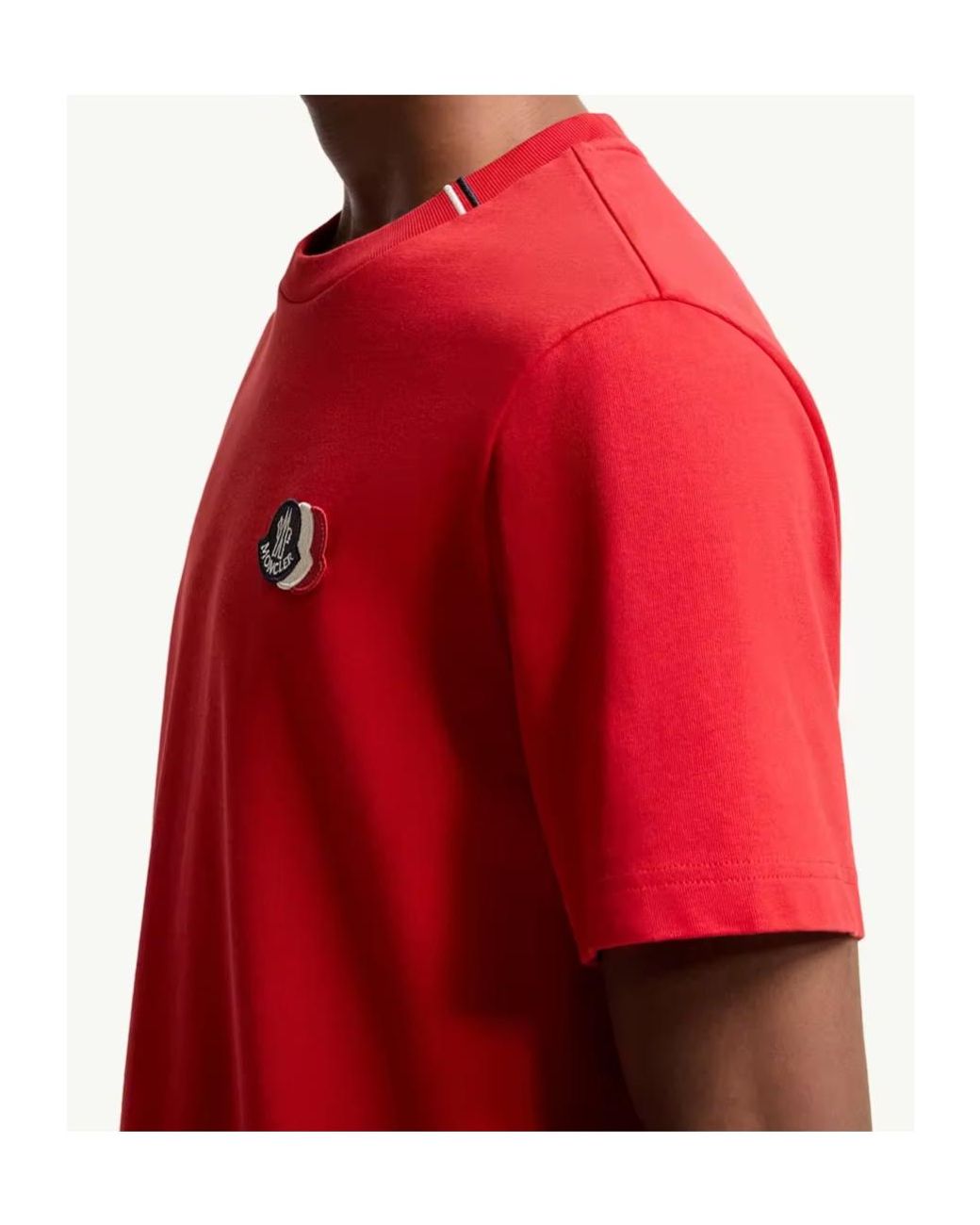 Moncler Red Logo Patch Crewneck T-Shirt for men