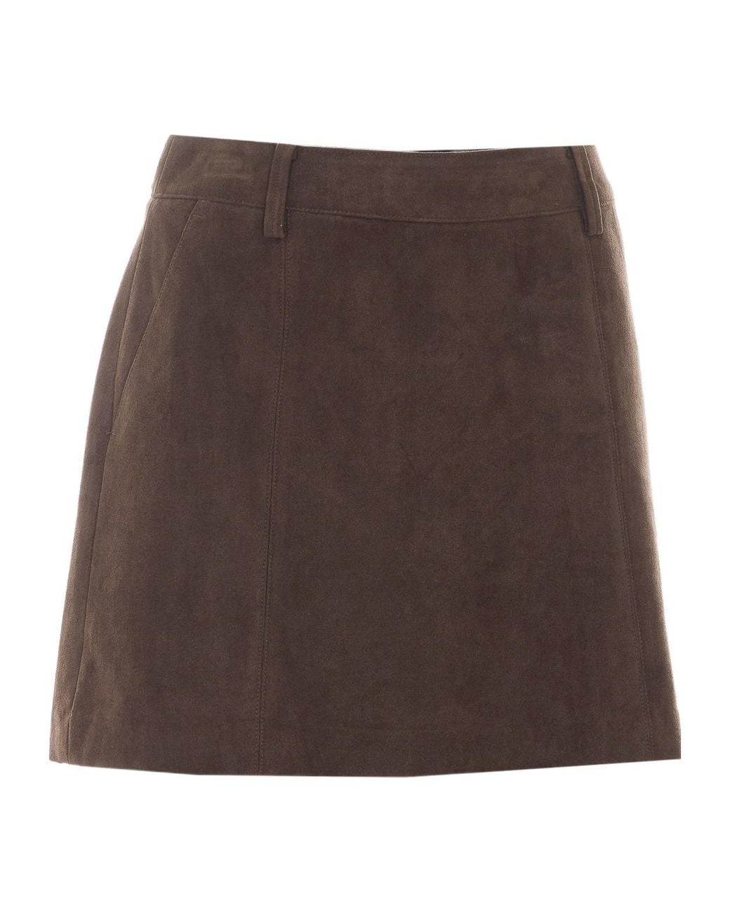 DUNST Brown Suede-Effect Mini Skirt