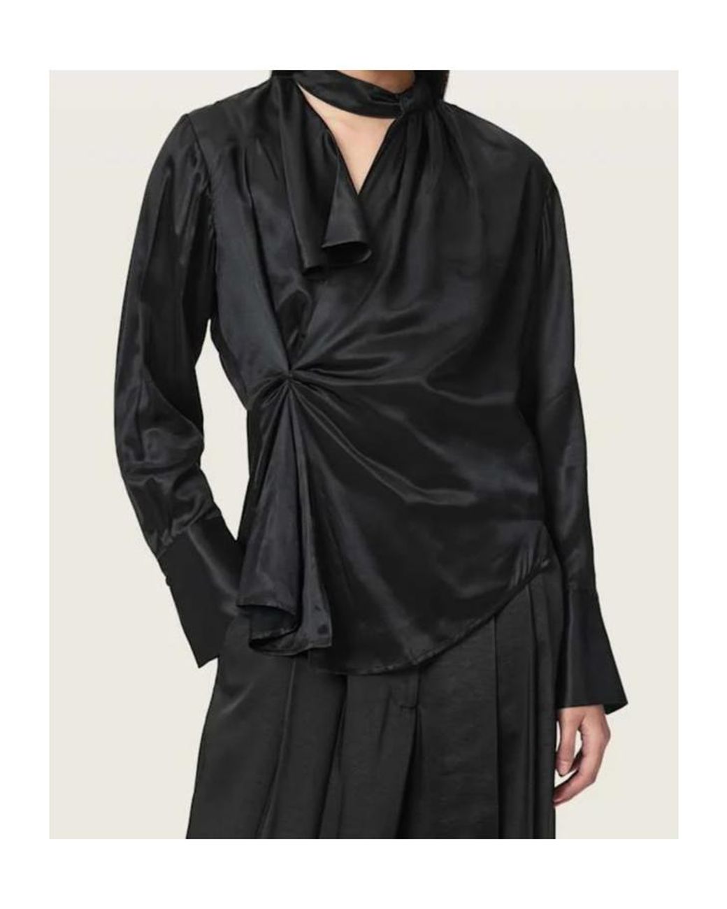 AllSaints Black Pleated Top
