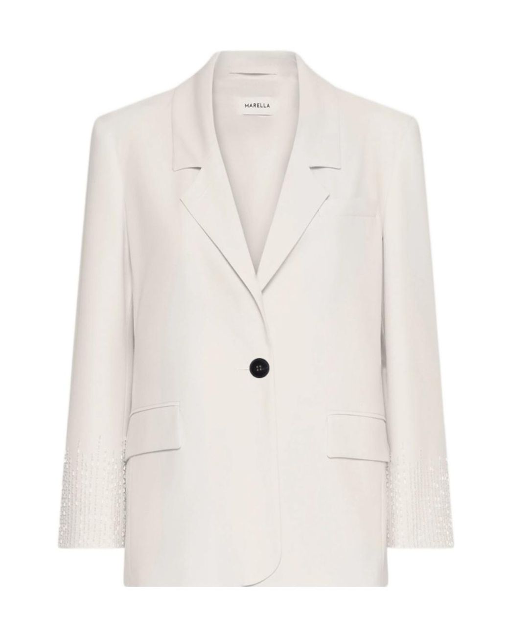 Marella White Straight-Fit Stretch Canvas Blazer