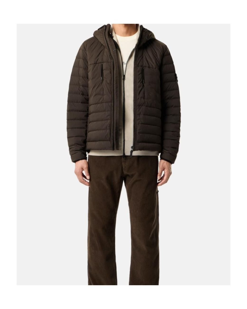 Stone Island Brown Zip-Up Down Jacket for men