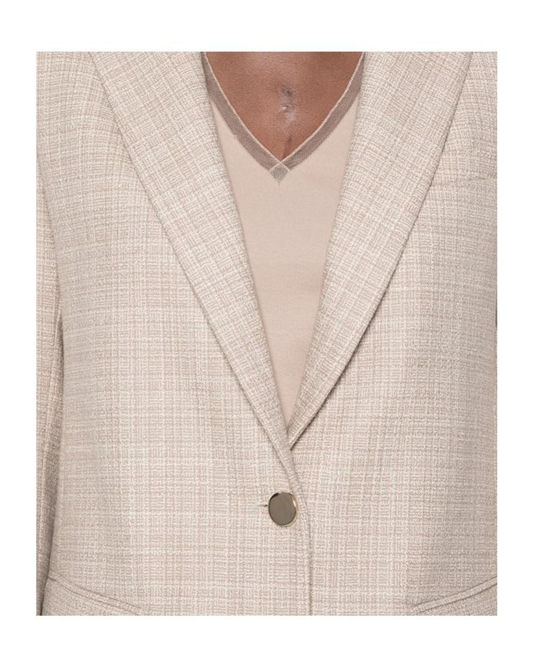 Fabiana Filippi Natural Single-Breasted Long-Sleeve Blazer