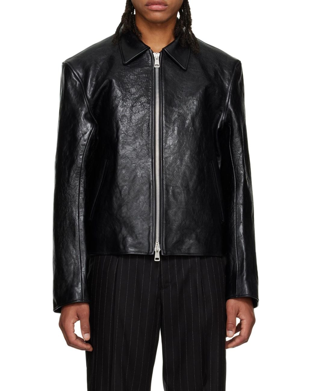 Our Legacy Black Top Dyed Leather Mini Jacket for men