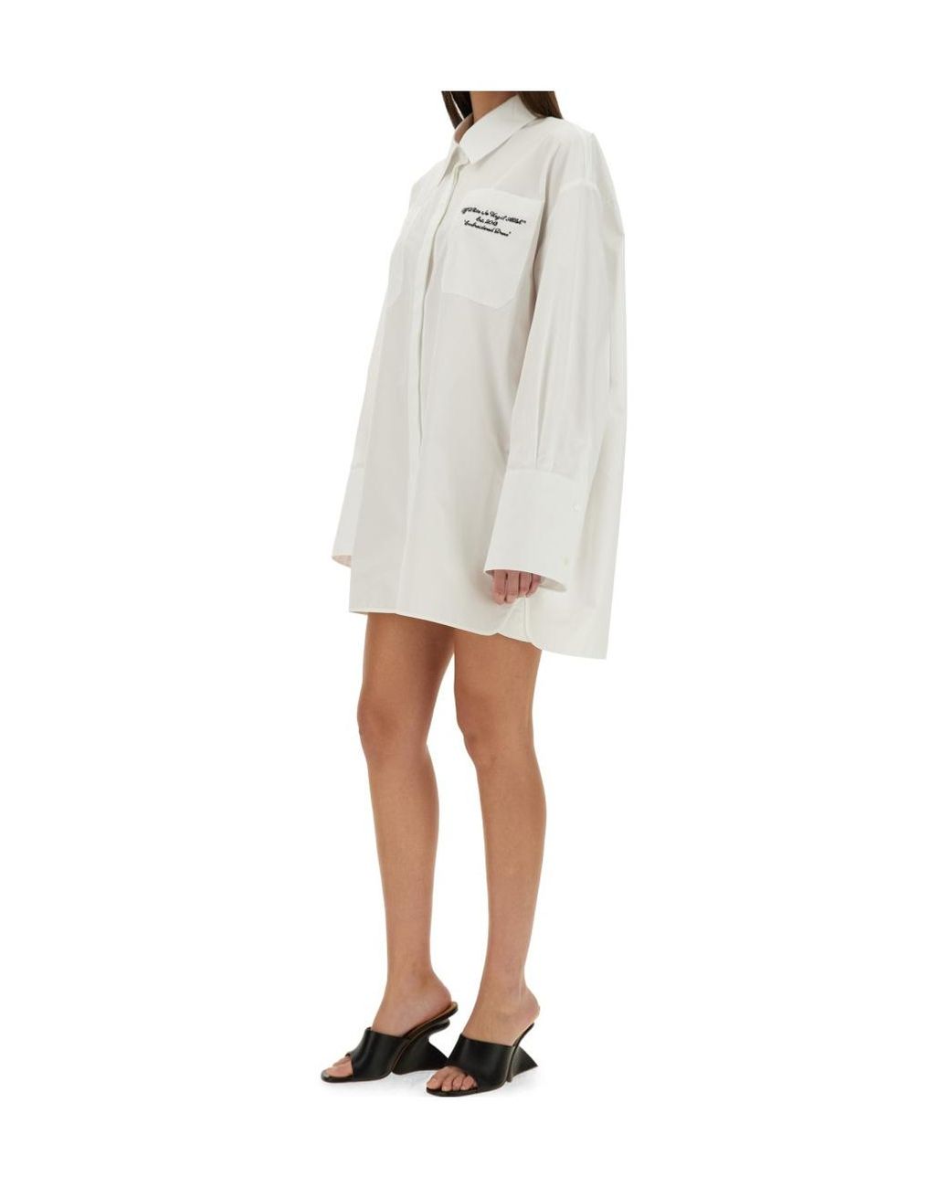 Off-White c/o Virgil Abloh White Button-Up Long-Sleeved Shirt Dress