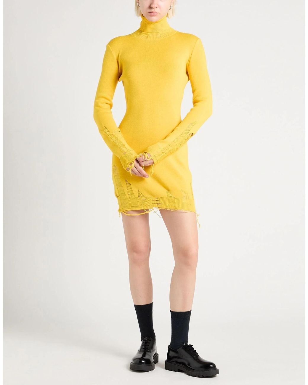 MM6 by Maison Margiela Yellow Slim-Fit Knit Dress