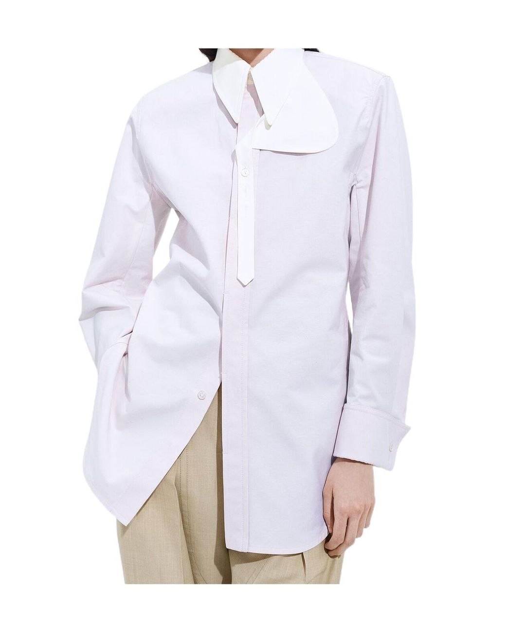 Bottega Veneta Blue Cotton Oxford Belted Shirt