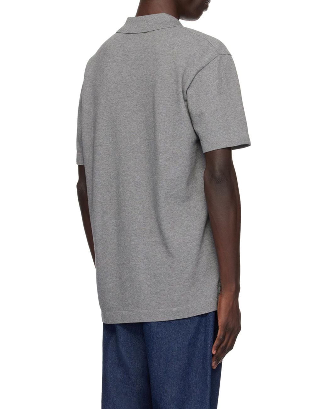 Maison Kitsuné Gray Maison Kitsuné Bold Fox Head Patch Polo Shirt for men