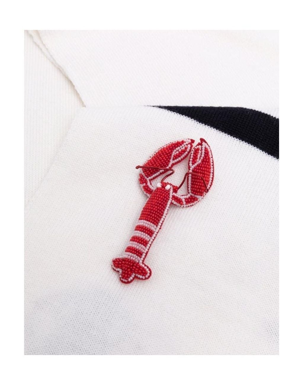 Thom Browne White Lobster Intarsia-Knit Scarf