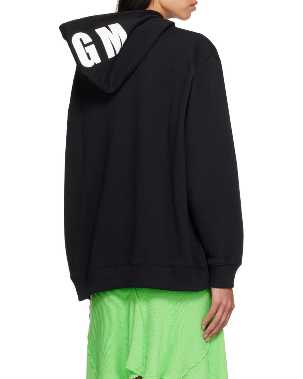 MSGM Black Logo-Trimmed Hoodie