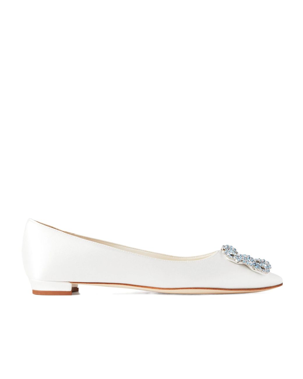 Manolo Blahnik White Crystal Embellished Flats
