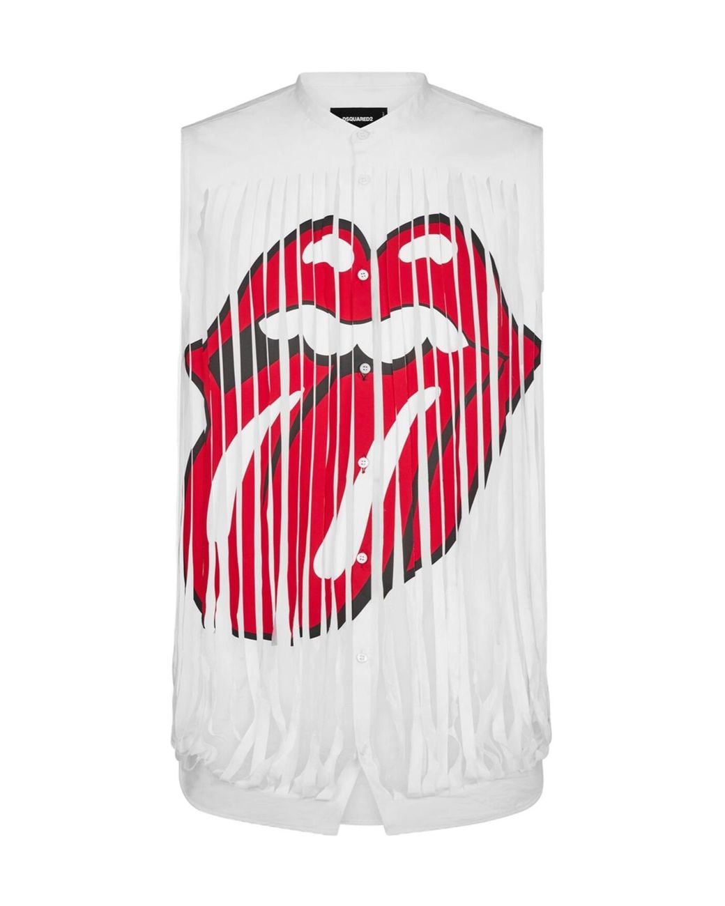 DSquared² White Graphic-Printed Sleeveless Distressed Shirt for men