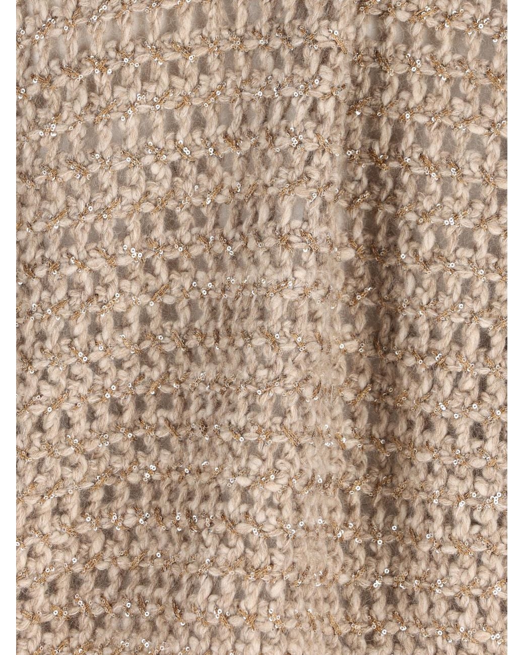 Brunello Cucinelli Brown Open-Knit Sequined Jumper