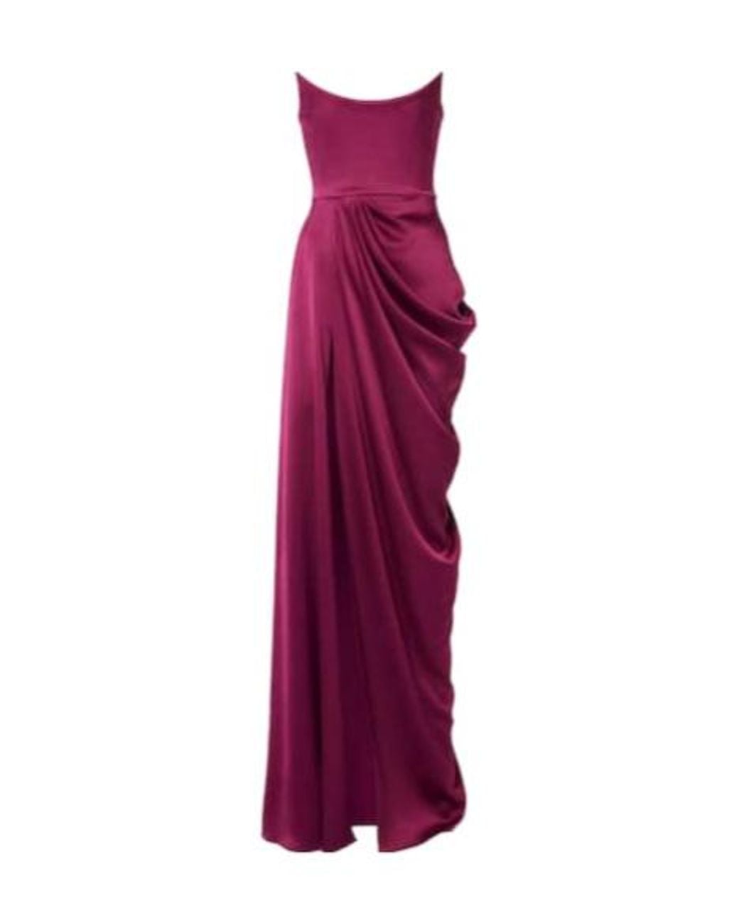 Alex Perry Purple Draped Satin Crêpe Bustier Gown