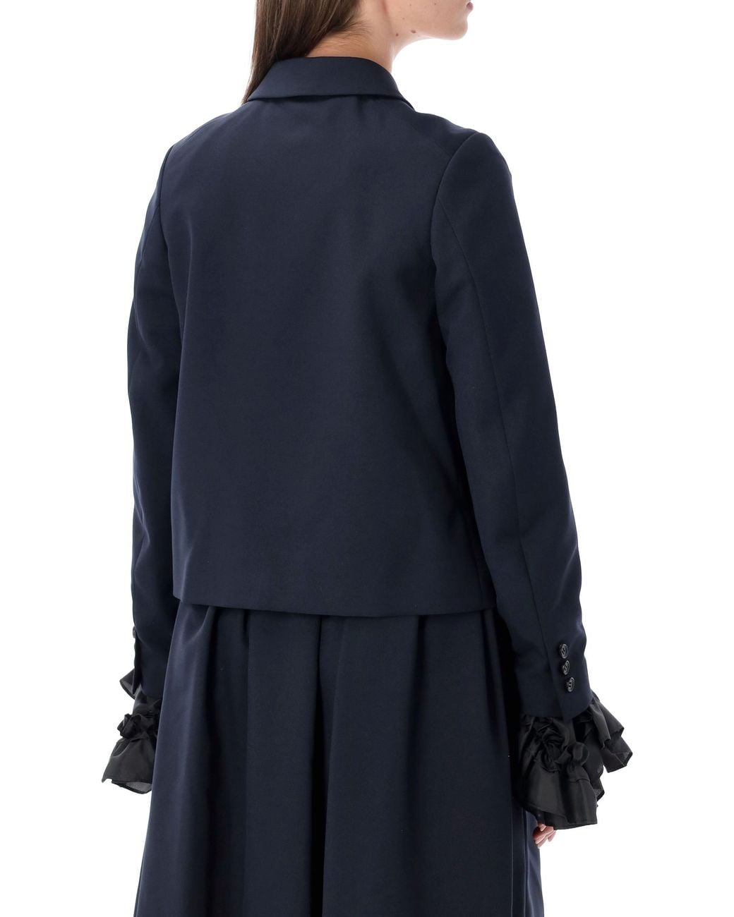 Comme des Garçons Blue Comme Des Garçons Girl Ruffle-Cuff Cropped Blazer
