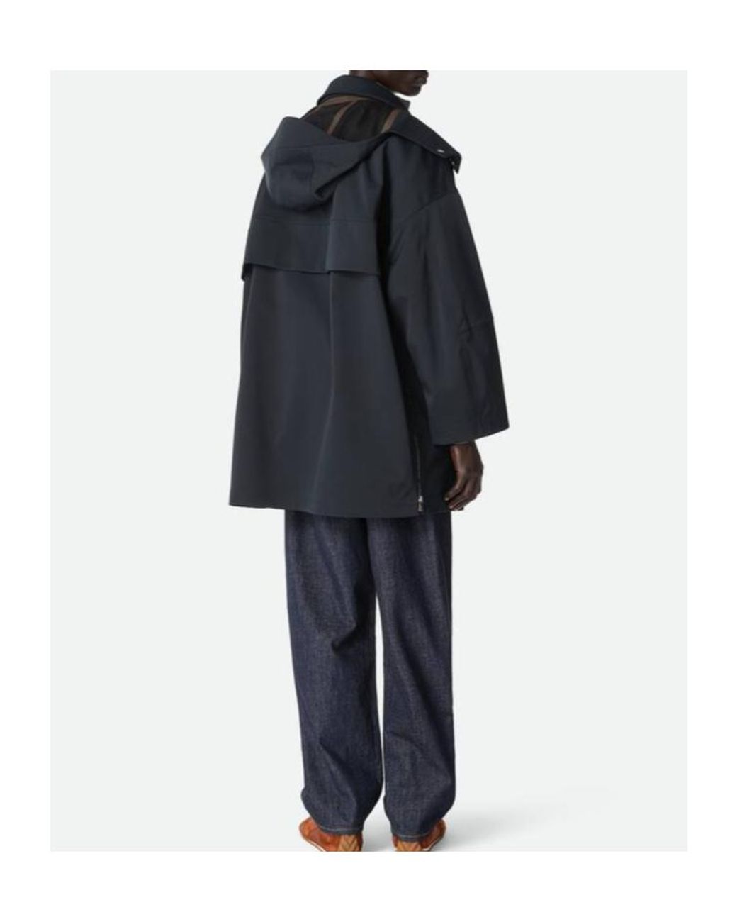 Bottega Veneta Blue Bonded Tech Wool Hooded Parka for men