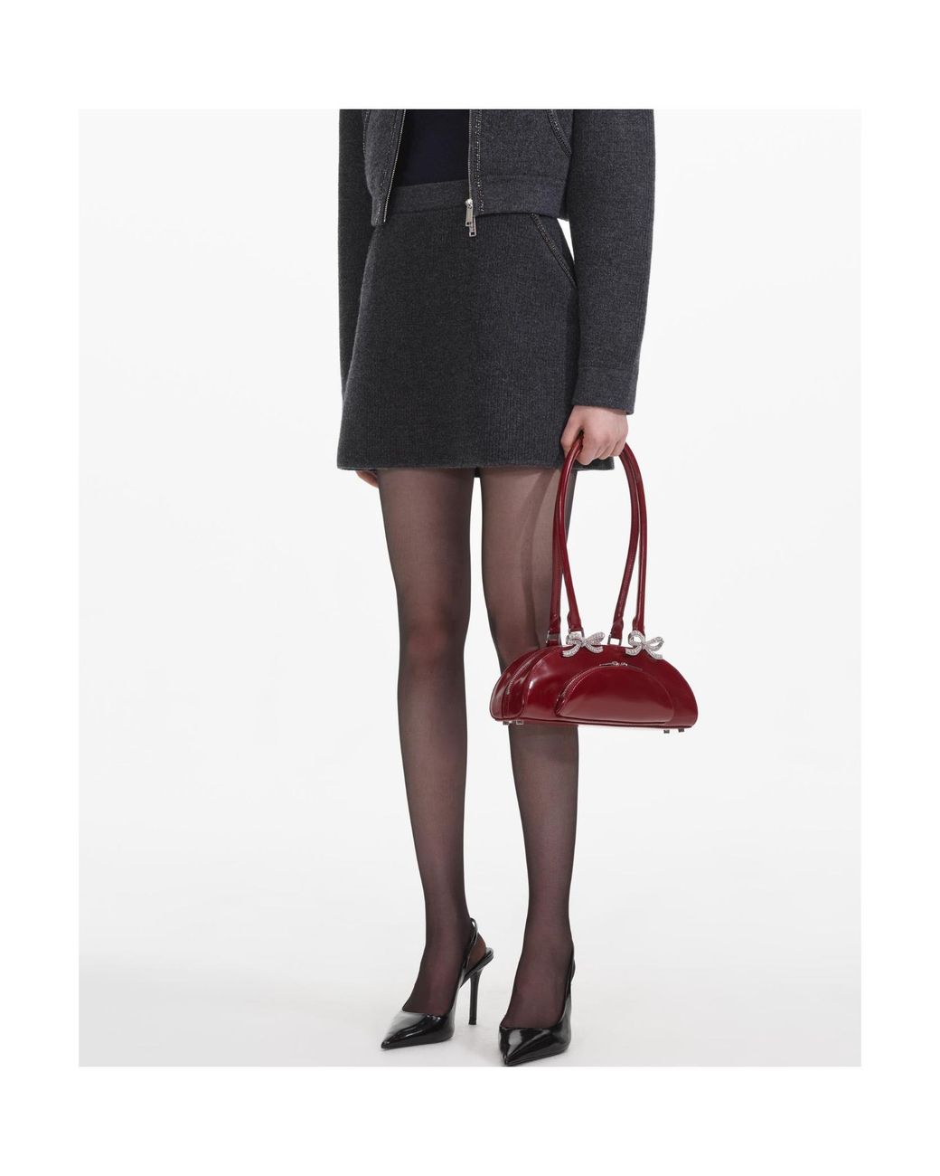 Self-Portrait Black Knit Mini Skirt