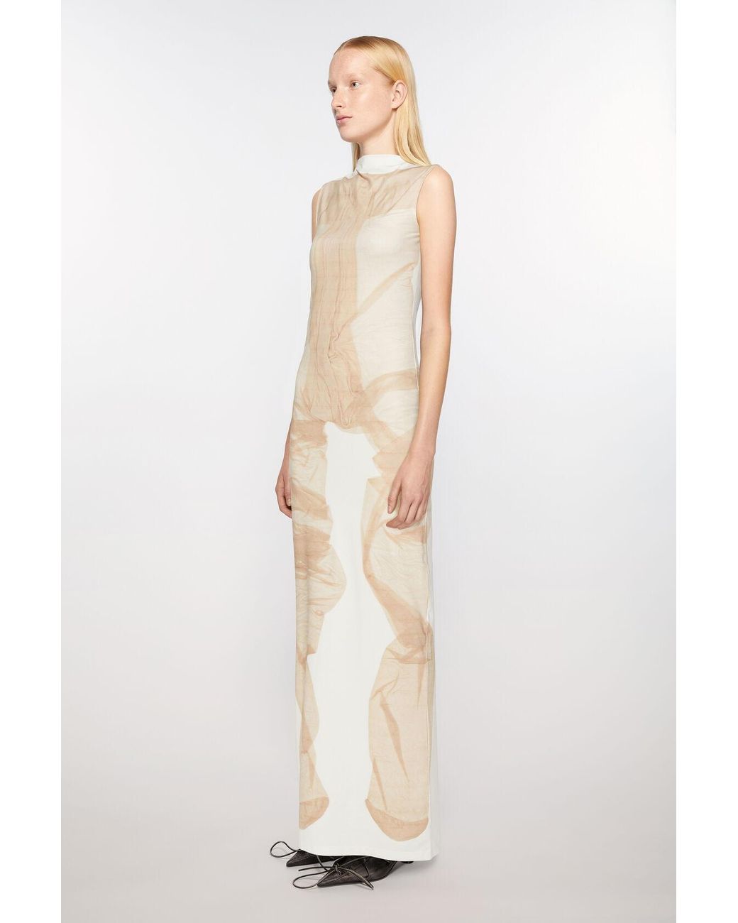 Acne White Mock-Neck Maxi Dress