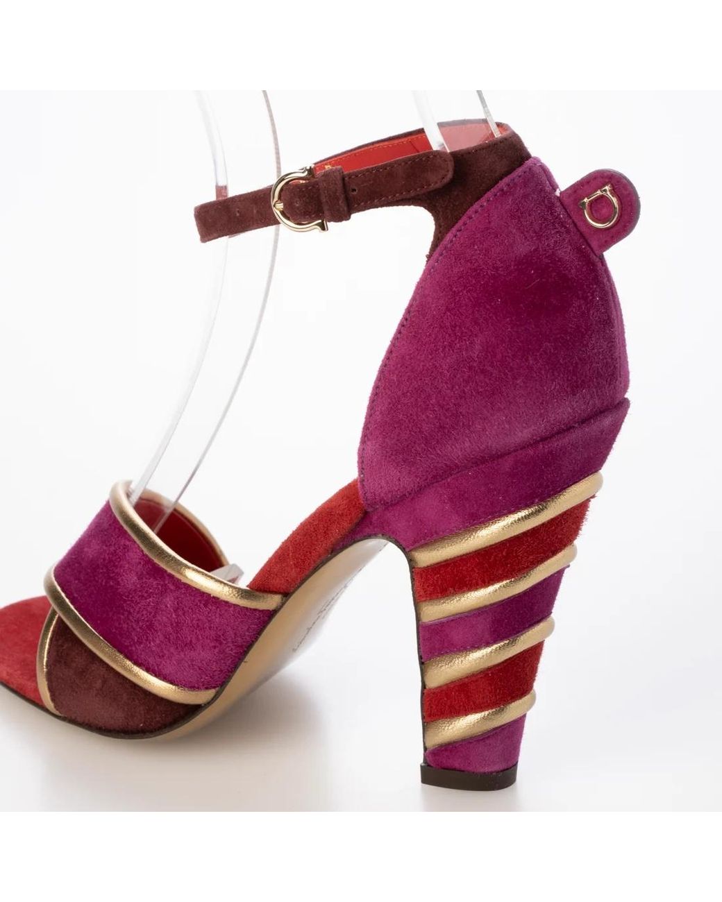 Ferragamo Pink Logo Details High-Heeled Sandals
