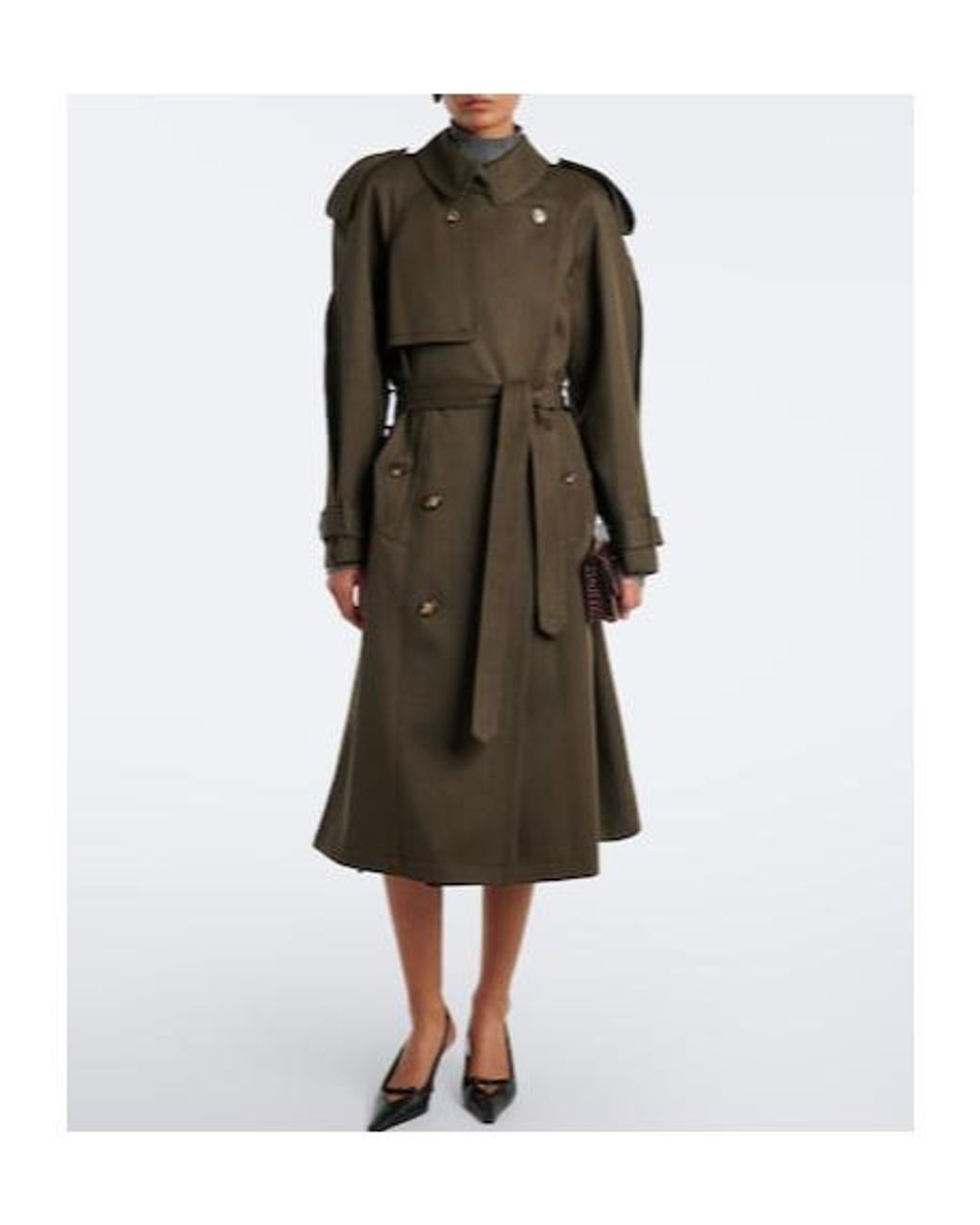 Victoria Beckham Gray Belted Waist Trench Coat