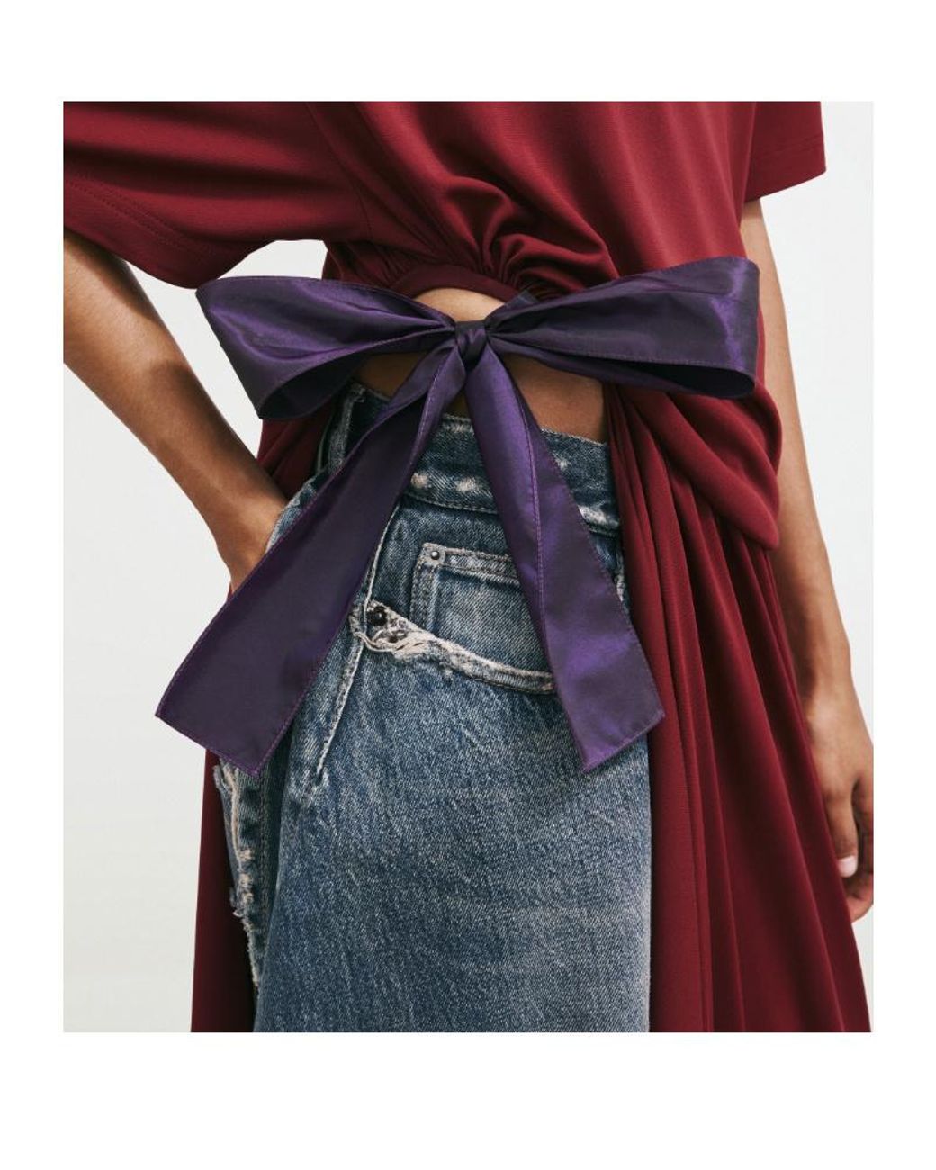 Balenciaga Red Draped T-Shirt Dress