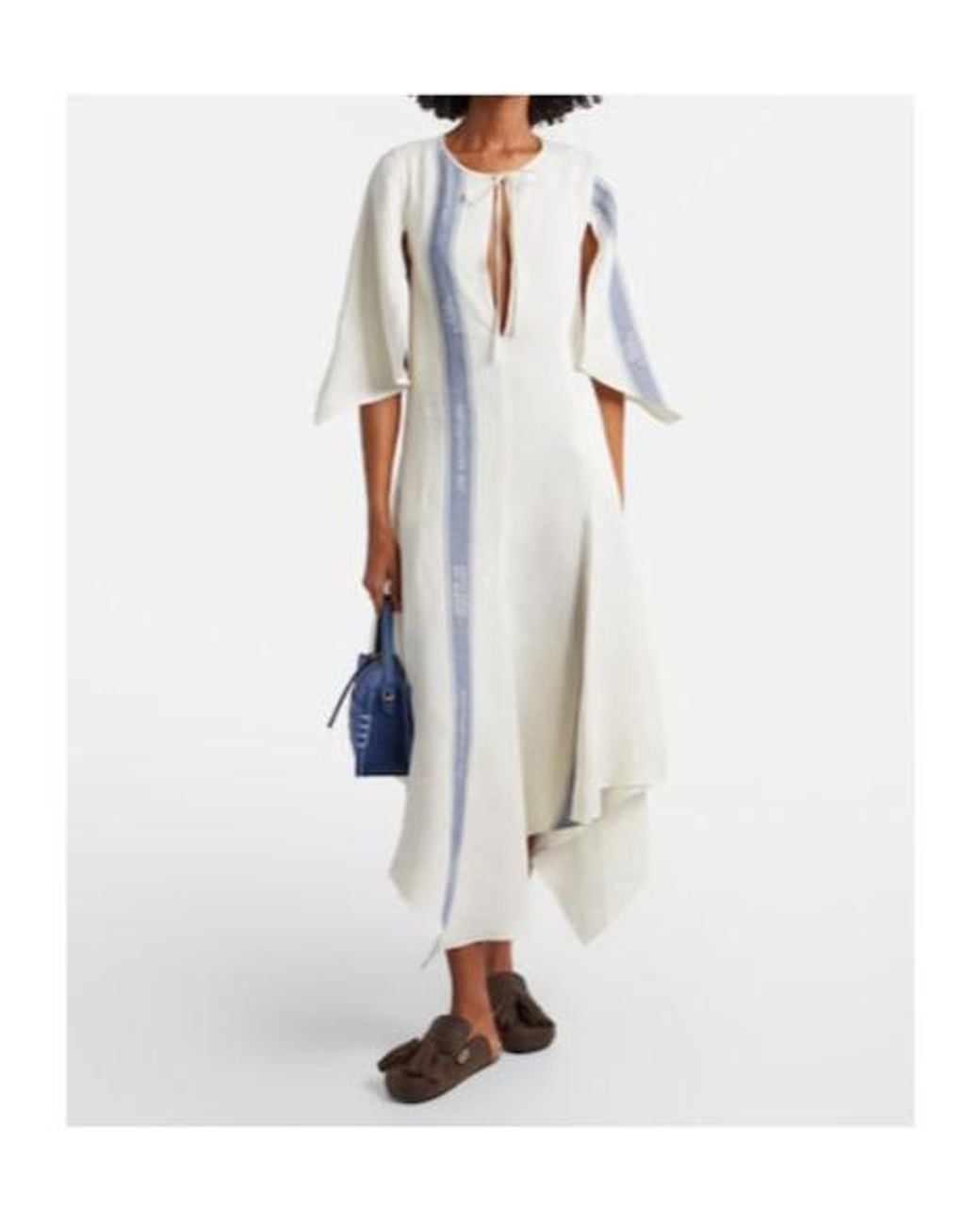J.W. Anderson White Asymmetric Linen Maxi Dress