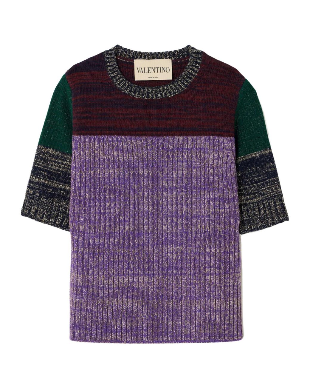 Valentino Purple Short-Sleeved Sweater