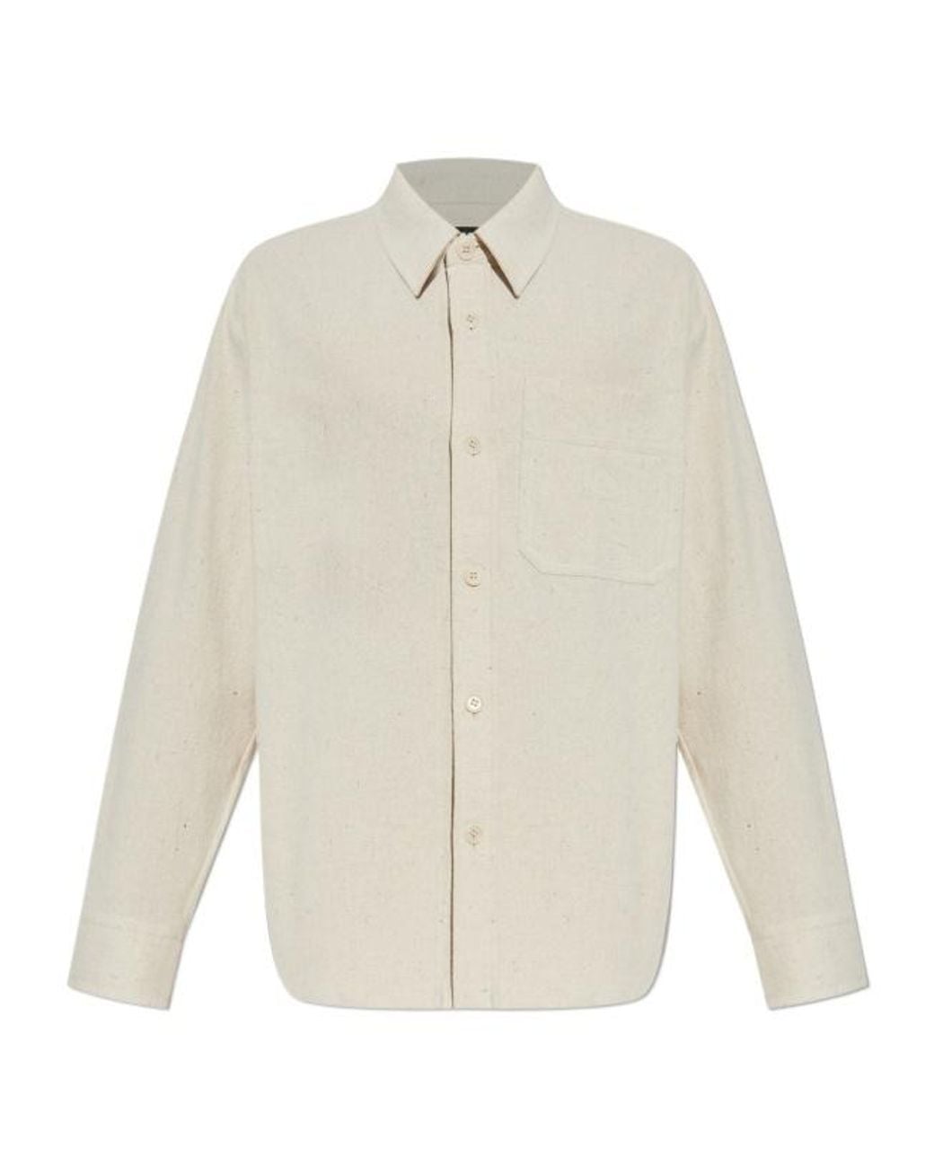 A.P.C. White Curved Hem Shirt for men