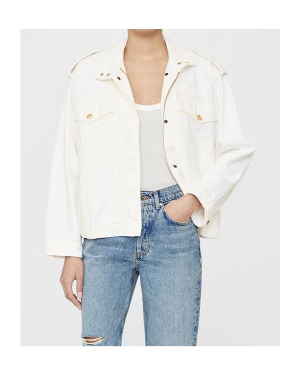 Anine Bing White Long-Sleeved Casual Jacket
