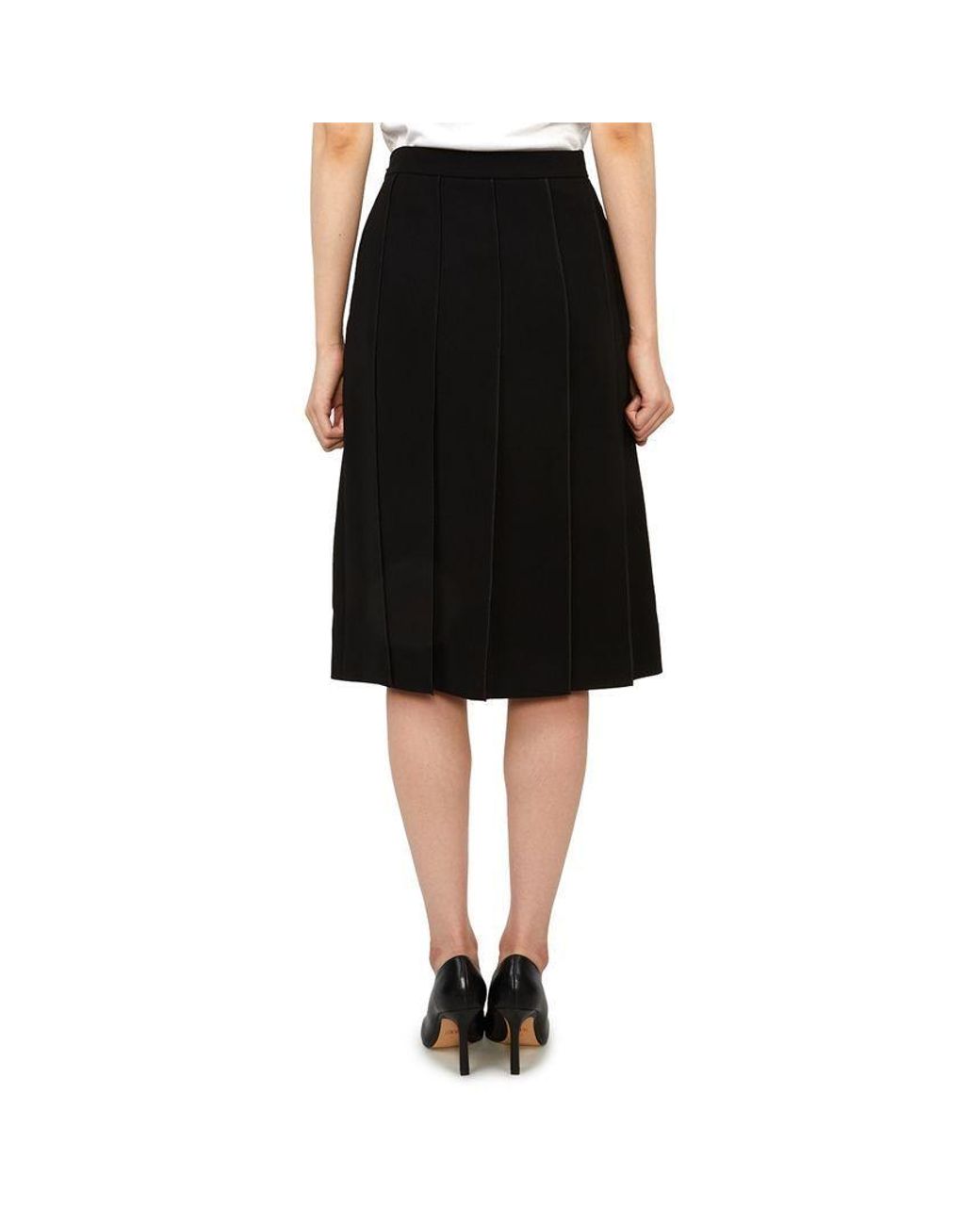 Max Mara Black Pleated Midi Skirt