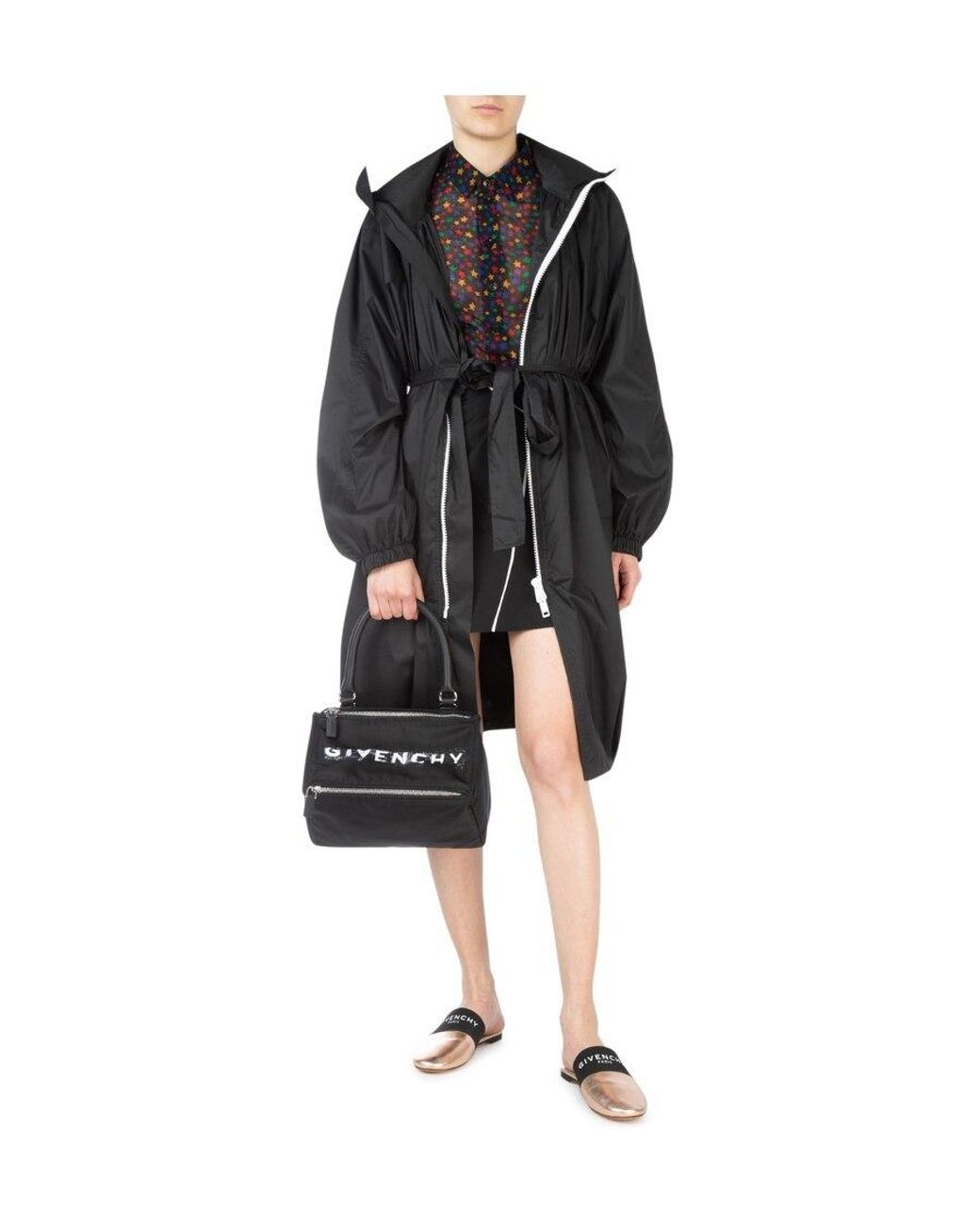 Givenchy Black Mid-Length Belted Raincoat