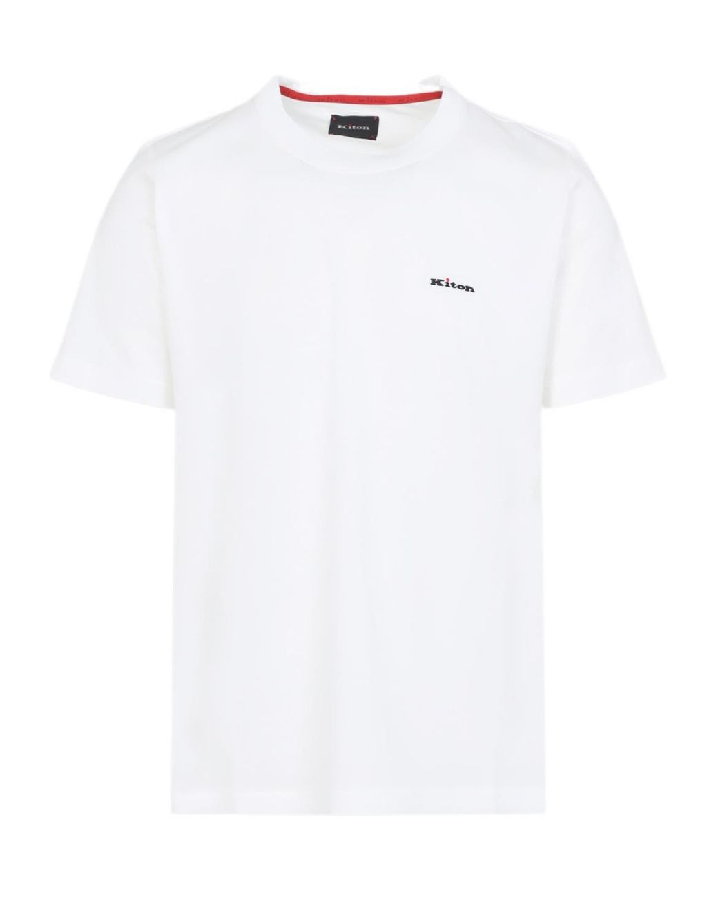 Kiton White Logo Embroidered Crew-Neck T-Shirt for men