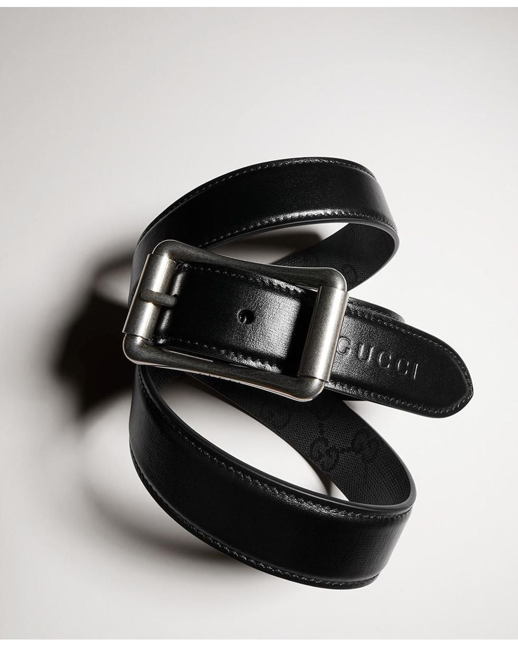Gucci White Reversible Belt With Roller Buckle for men