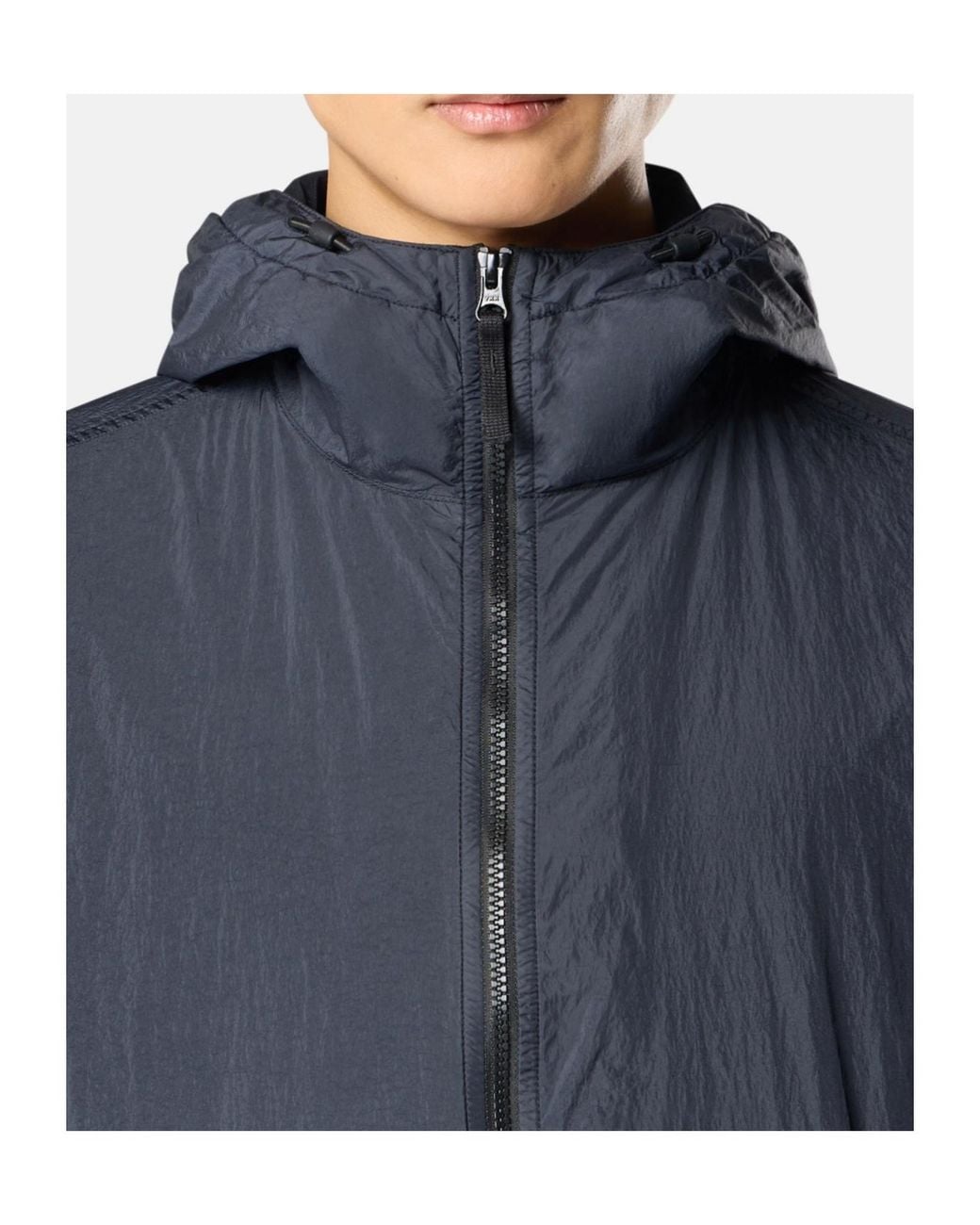 Stone Island Blue Wrinkled Hooded Wind Resistance Jacket for men