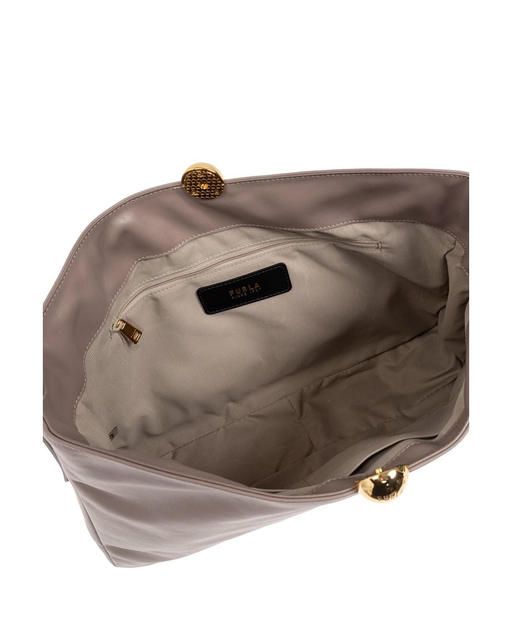 Furla Gray Sfera Logo Debossed Medium Shoulder Bag