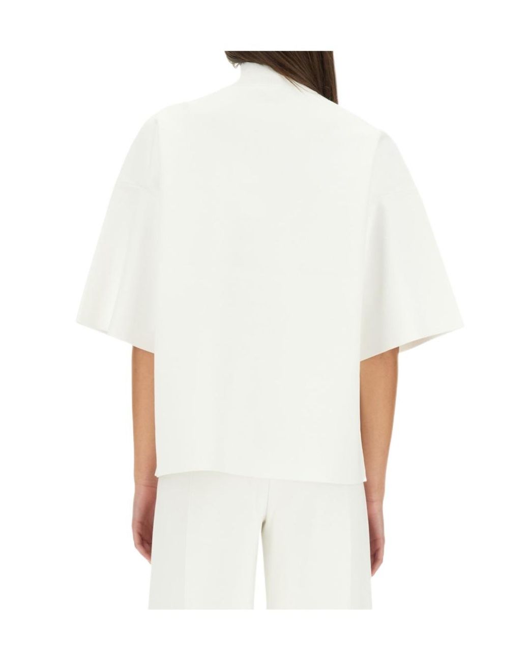 Theory White High Neck Straight Hem Top