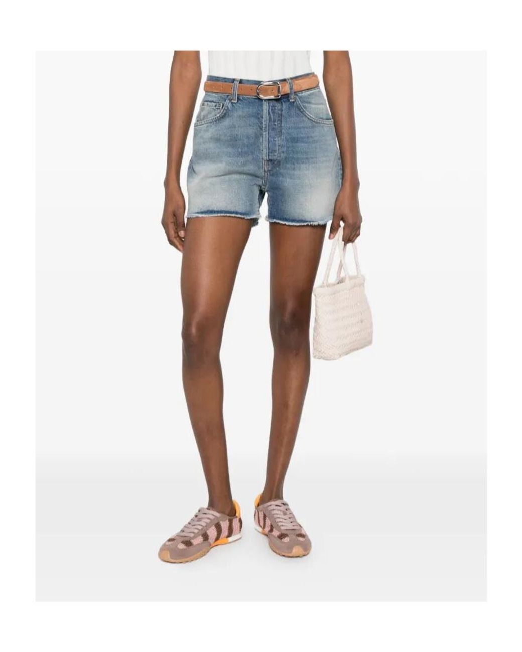 Dondup Blue Frayed Edged Denim Shorts