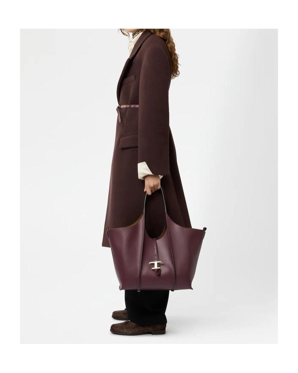 Tod's Brown T Timeless Shopping Bag