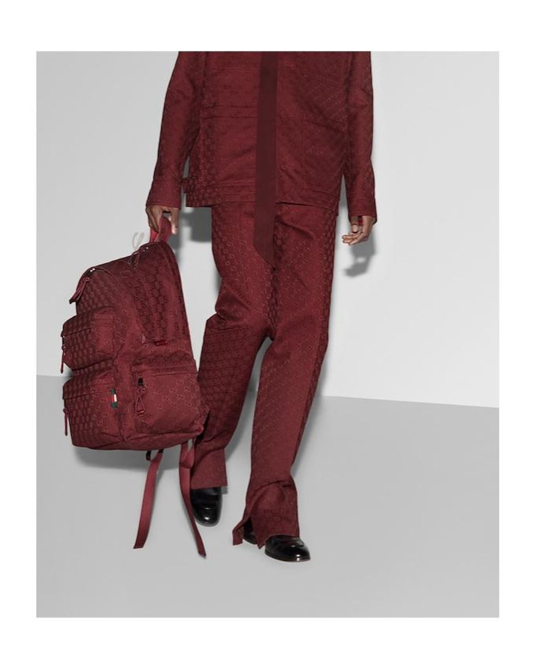 Gucci Red Monogrammed Straight-Leg Trousers for men