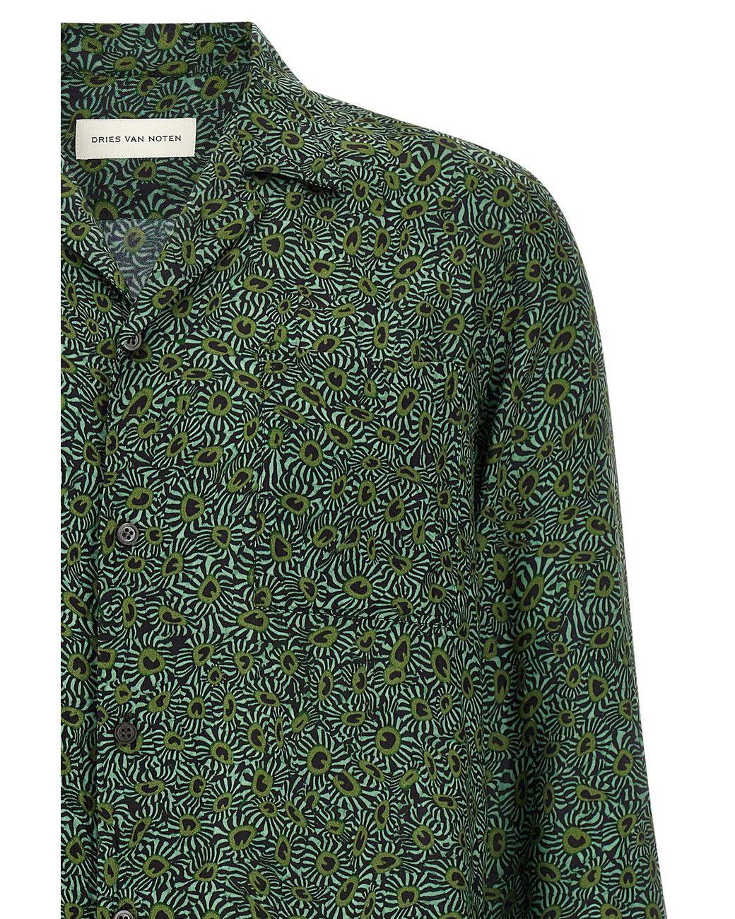 Dries Van Noten Green Carlty Abstract Print Shirt for men