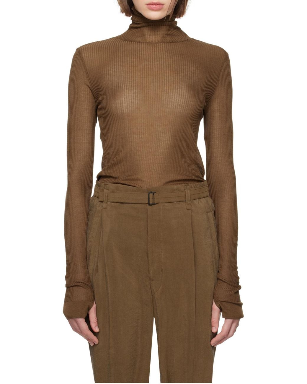 Lemaire Brown Seamless High Neck Top