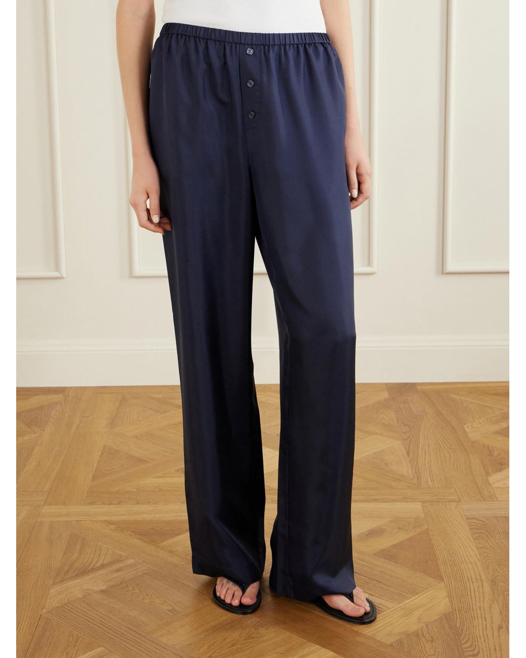 Rohe Blue Silk-Satin Wide-Leg Pants