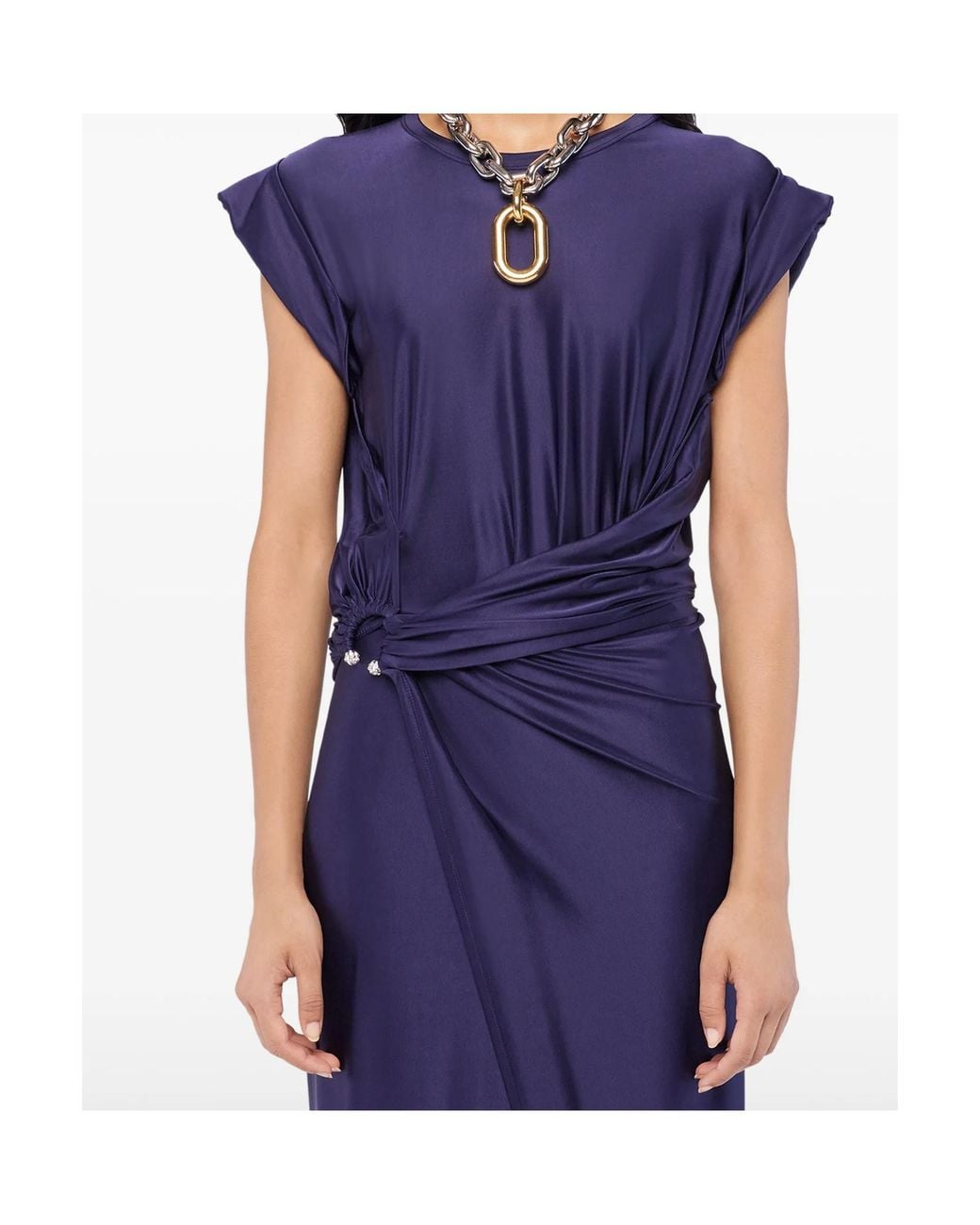 Rabanne Blue Draped Midi Dress
