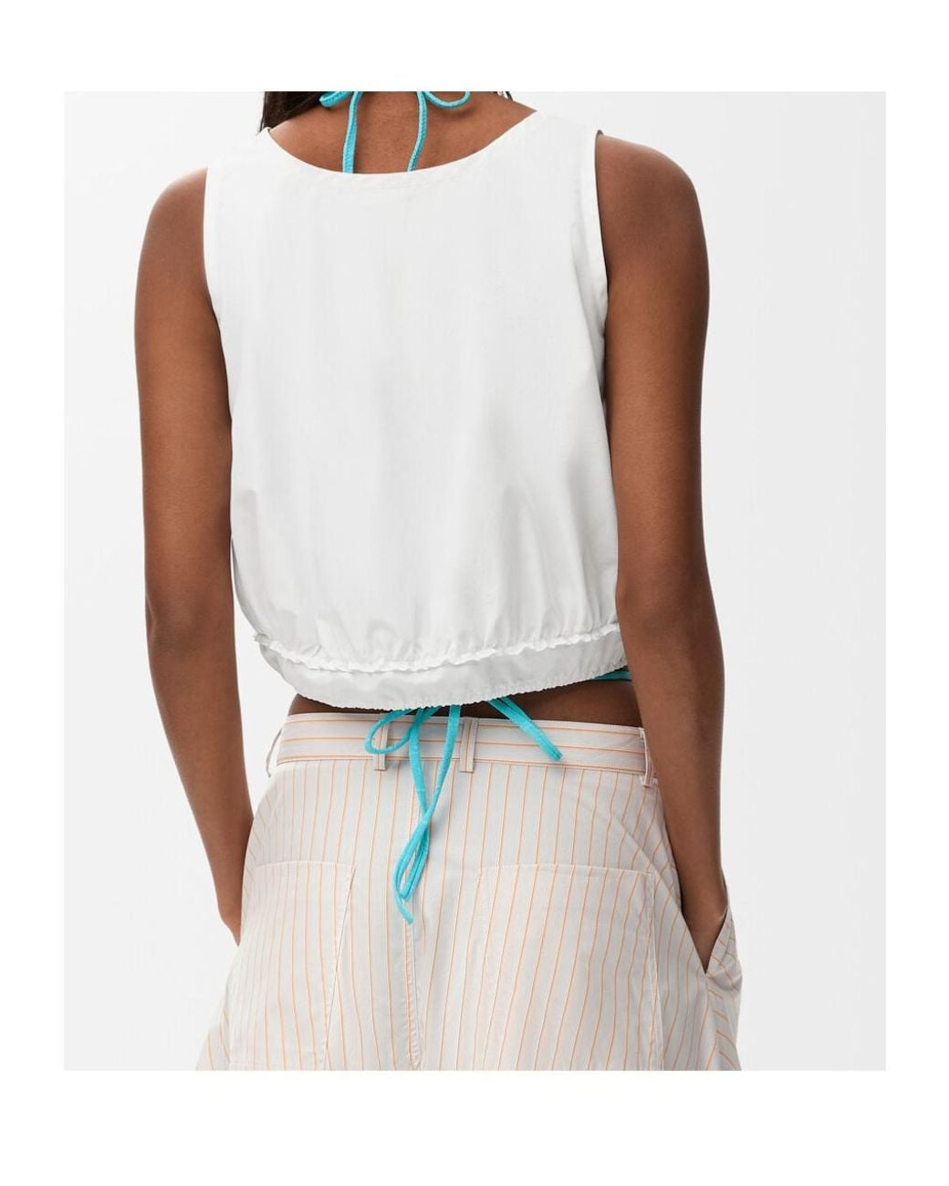 Loewe White Drawstring Waist Crewneck Top