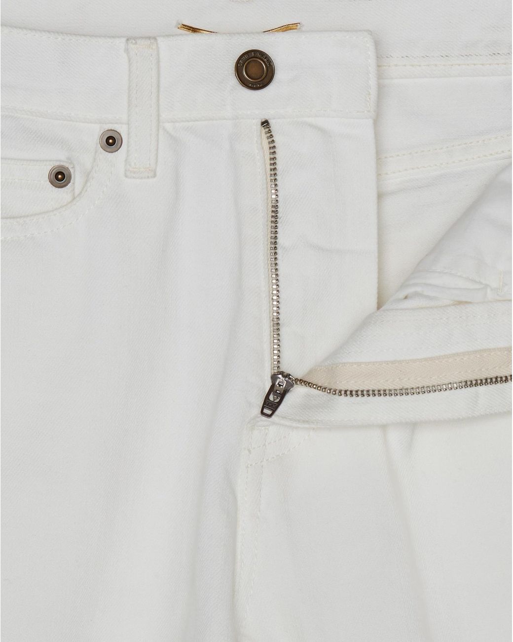 Saint Laurent White Raw-Edge Straight Leg Jeans