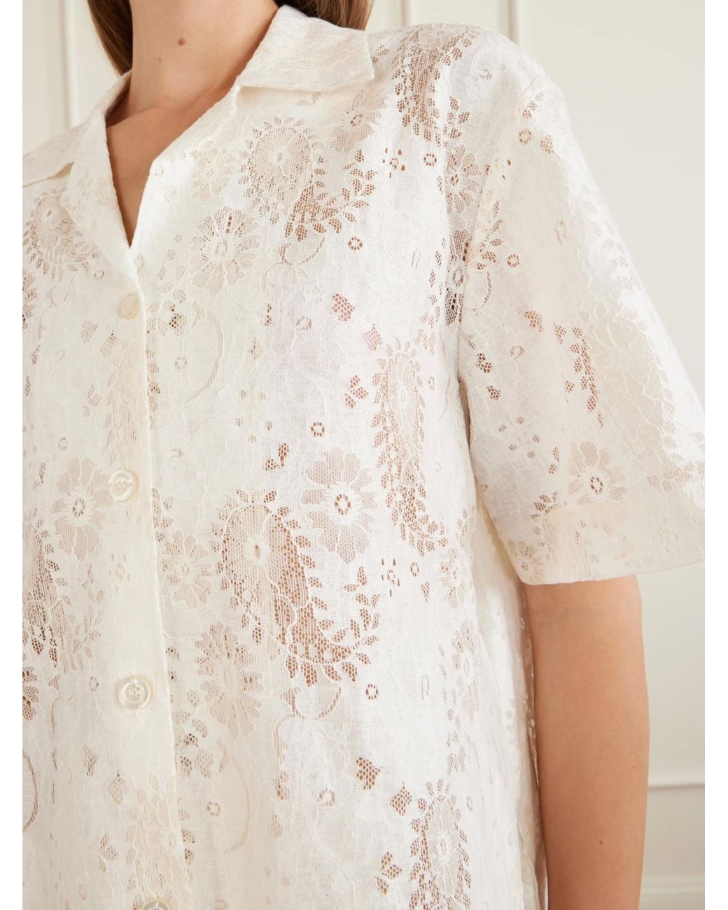 Rohe White Embroidered Lace Shirt