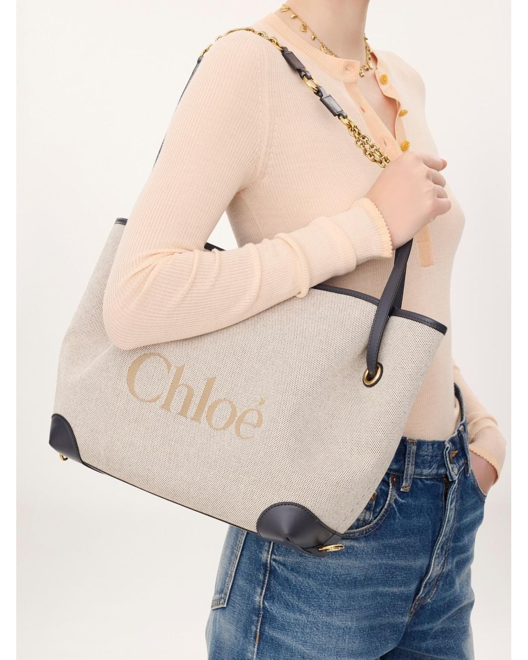 Chloé Natural Chloé Clover Double Carry Bag